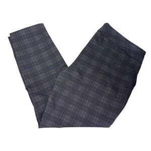 Dalia Women Plaid Pull On Slim Leg  Mid Rise  Pants Charcoal Black XXL